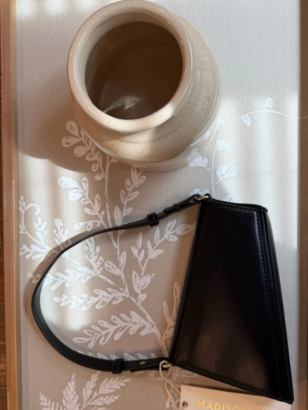 Black Leather Shoulder Bag - Classic